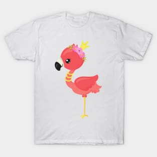 Princess Flamingo, Crown, Cute Flamingo, Flowers T-Shirt